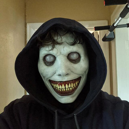 Creepy White-Eyed Demon Mask for Halloween, Safe Non-Toxic Material, Fits Most Adults