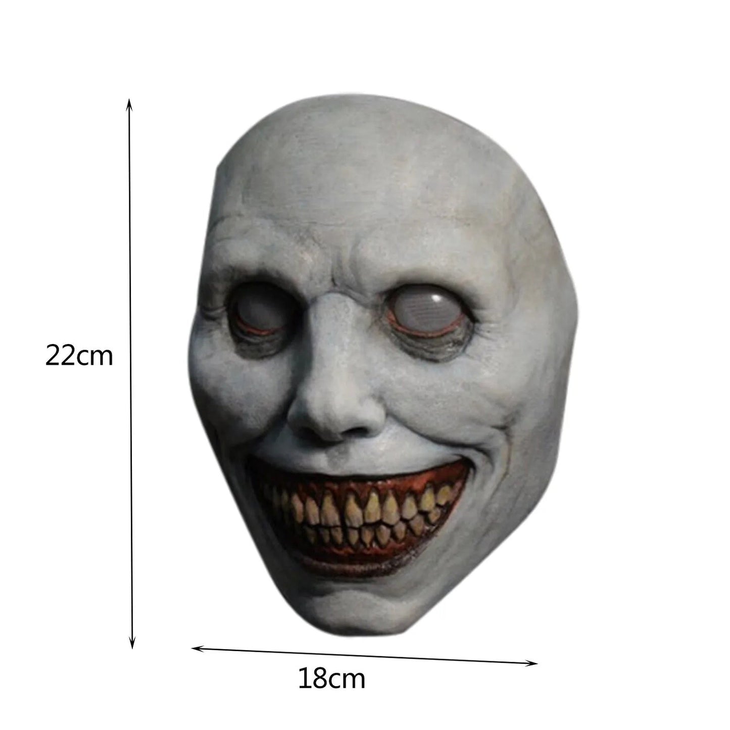 Creepy White-Eyed Demon Mask for Halloween, Safe Non-Toxic Material, Fits Most Adults