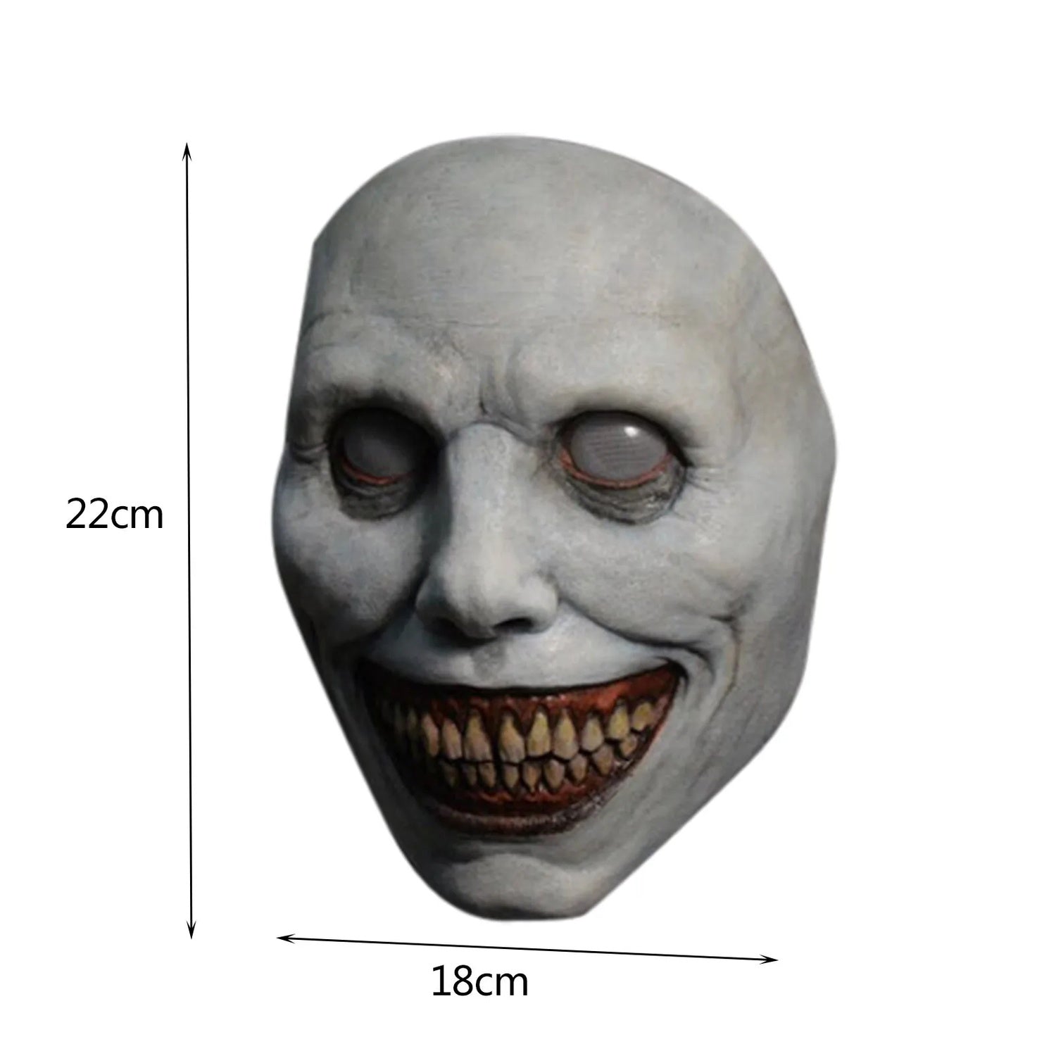 Creepy White-Eyed Demon Mask for Halloween, Safe Non-Toxic Material, Fits Most Adults