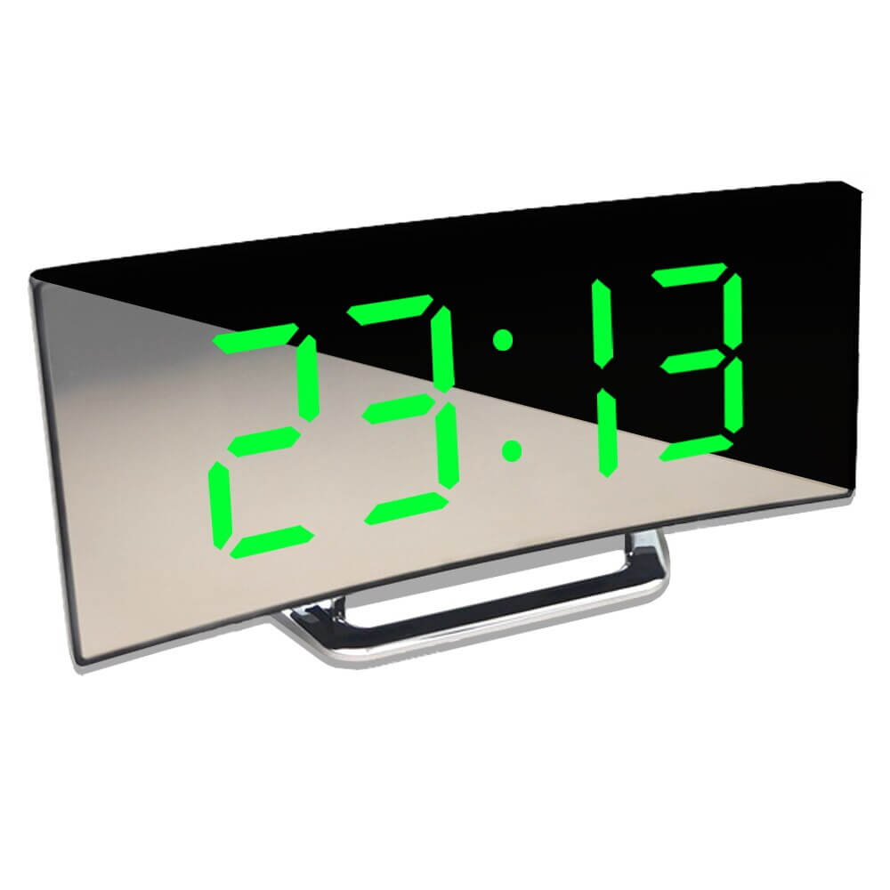 Curved LED Digital Alarm Clock with Adjustable Brightness and Night Mode – Modern Design for Home and Office 7