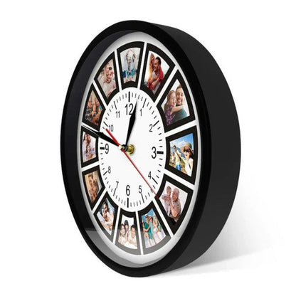 Customizable Photo Wall Clock with 12 Slots, Silent Movement – Frameless Design for Home Decor 2