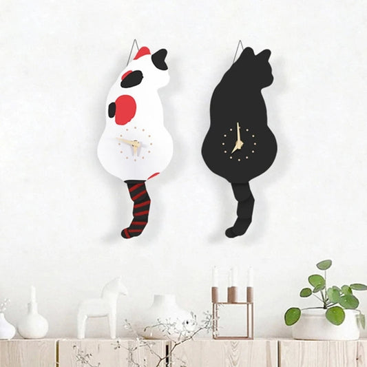 Adorable Kitty Pendulum Wall Clock for Home - Pexav