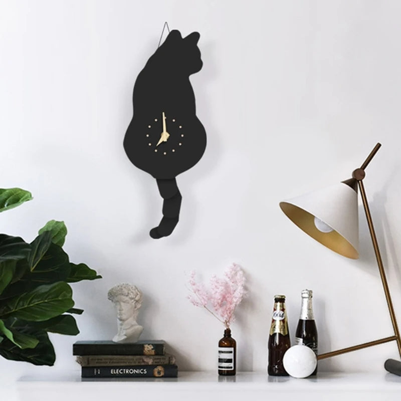 Adorable Kitty Pendulum Wall Clock for Home