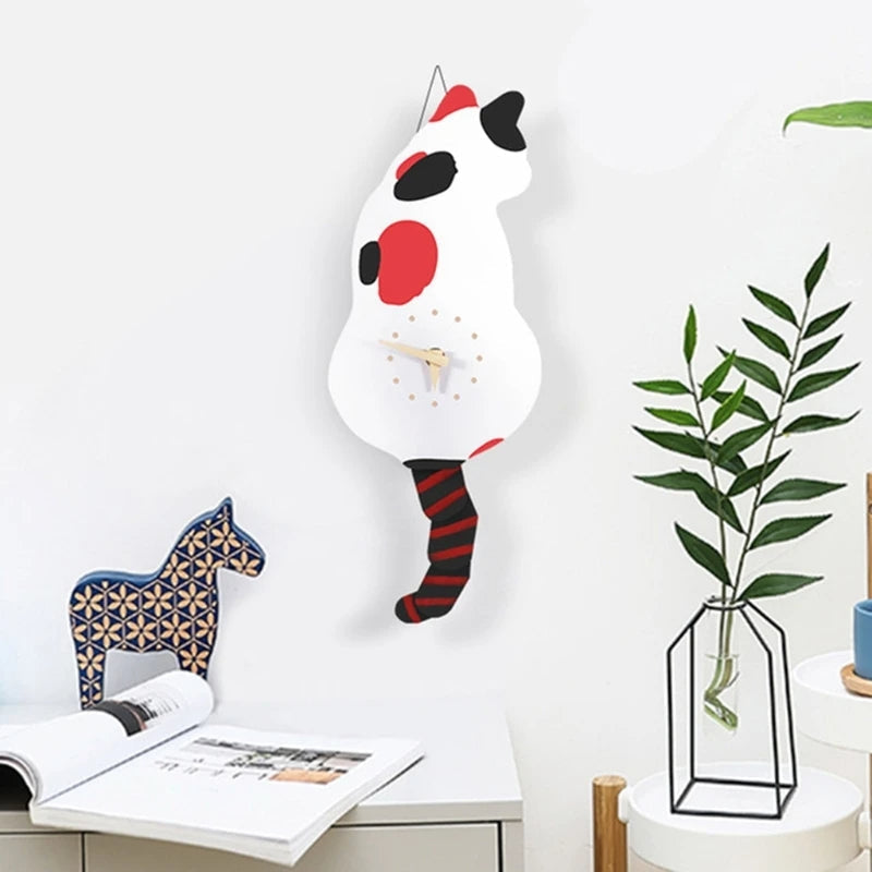 Adorable Kitty Pendulum Wall Clock for Home