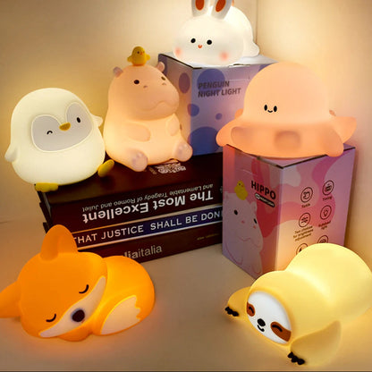 Cute Silicone LED Night Light for Kids with Touch Sensor – Portable Nursery Night Lamp 1