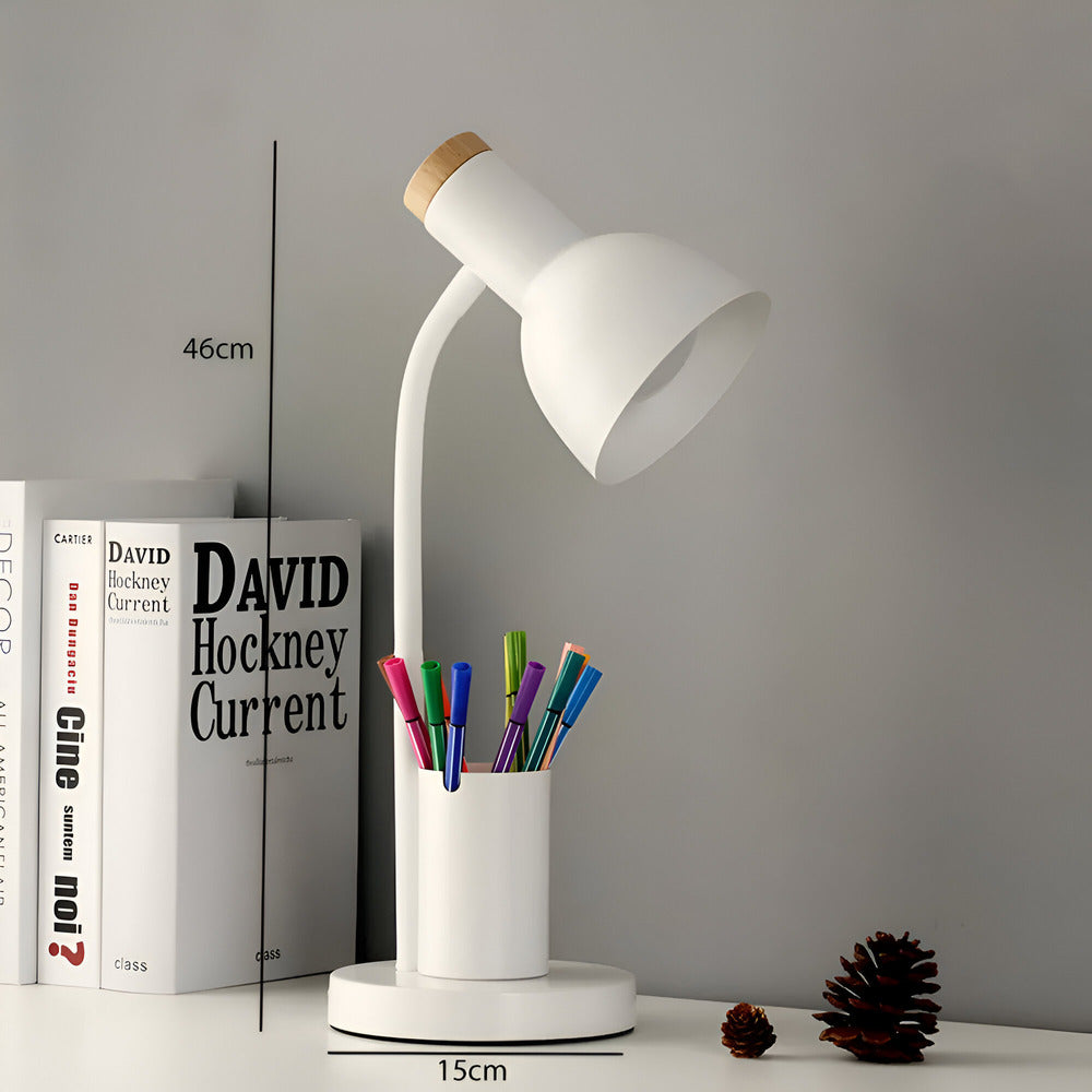 Contemporary Desk Lamp with Built-in Pen Holder
