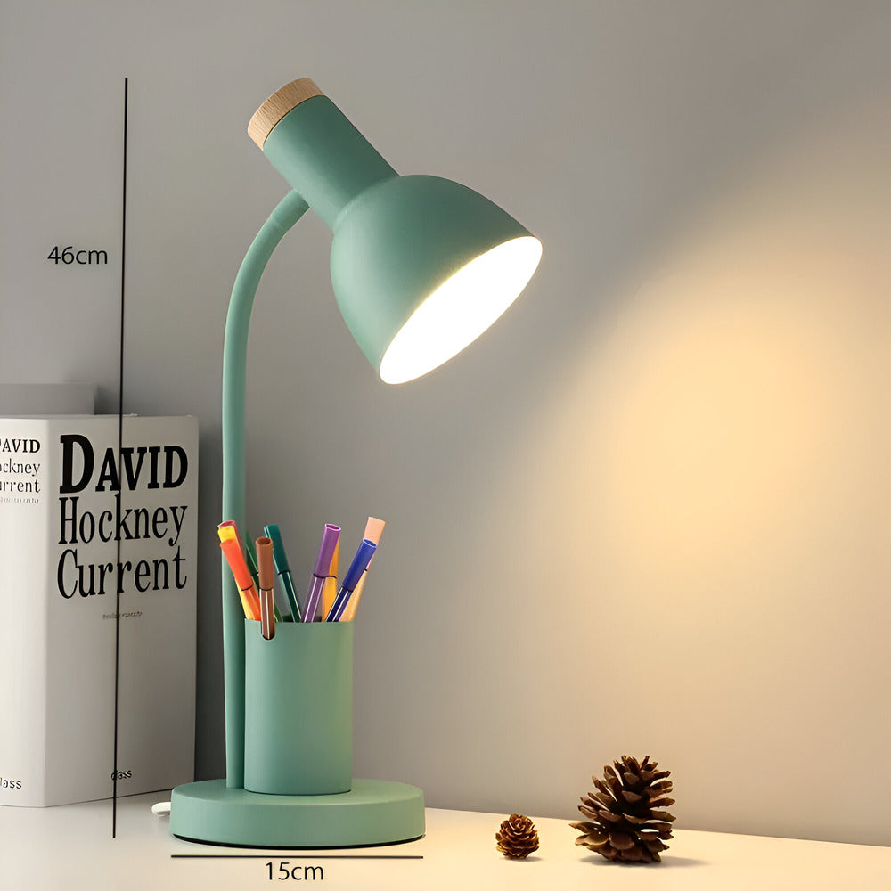 Contemporary Desk Lamp with Built-in Pen Holder