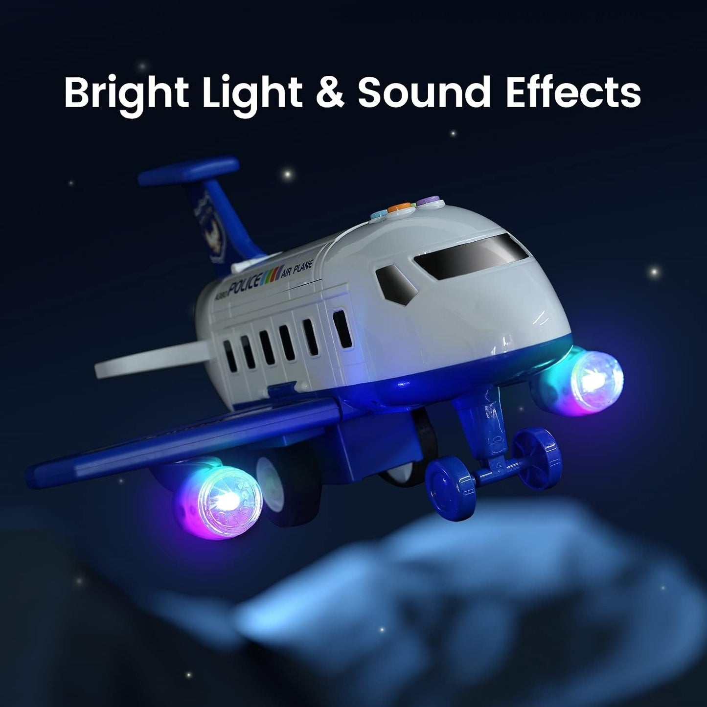 DIY Large Airplane Track Toy with Interactive Sound, Lights, Slide & 360° Crane, Safe for Kids 3+
