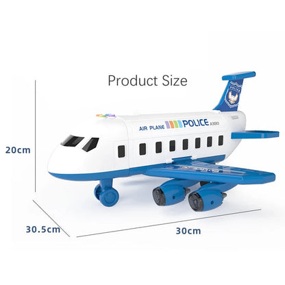 DIY Large Airplane Track Toy with Interactive Sound, Lights, Slide & 360° Crane, Safe for Kids 3+
