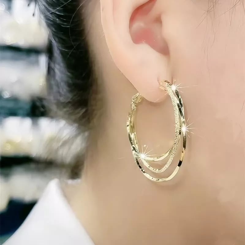 Stylish Round Hoop Earrings with Sensitive Skin Design