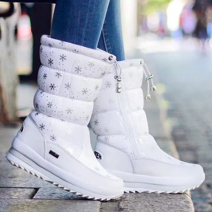 Warm Waterproof Women's Snow Boots - Pexav