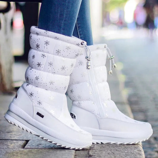 Warm Waterproof Women's Snow Boots - Pexav