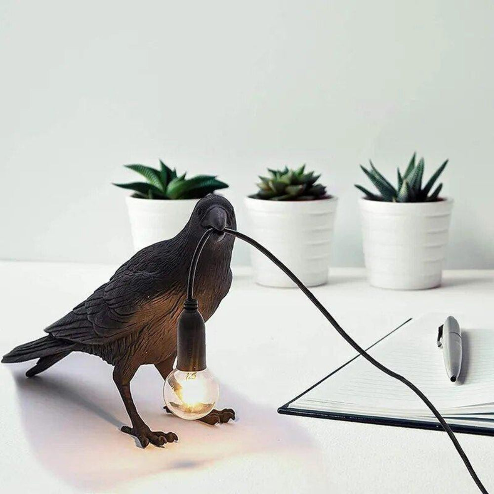 Stylish Crow Table Lamp with Warm LED Glow - Pexav