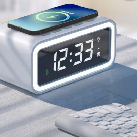 Compact Wireless Charging Clock with Bright LED Display - Pexav