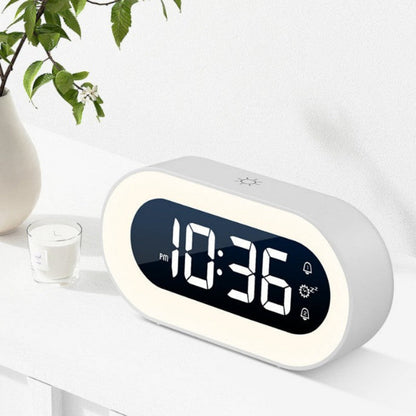 Compact LED Clock Radio with Dimmer and Snooze Function - Pexav
