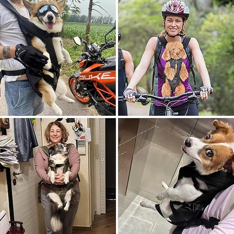 Dog Backpack Carrier, Legs Out Easy-fit Dog Front Carrier for Small Medium Dogs, Adjustable Hands-Free Dog Chest Carrier