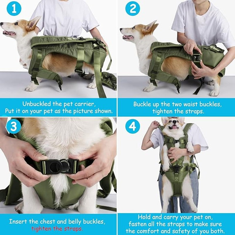 Dog Backpack Carrier, Legs Out Easy-fit Dog Front Carrier for Small Medium Dogs, Adjustable Hands-Free Dog Chest Carrier