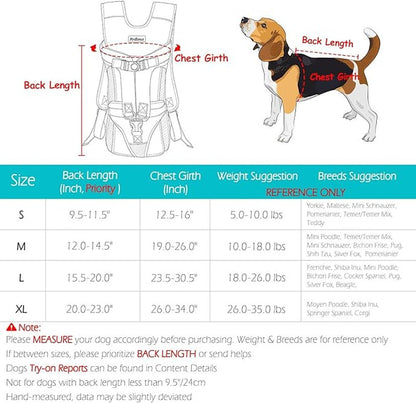 Dog Backpack Carrier, Legs Out Easy-fit Dog Front Carrier for Small Medium Dogs, Adjustable Hands-Free Dog Chest Carrier