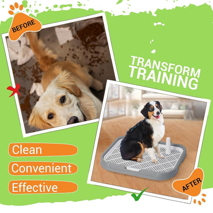 Dog Potty Training Toilet – Plastic Pee Pad Holder with Removable Net, Anti-Splash Guard & Easy Clean Tray