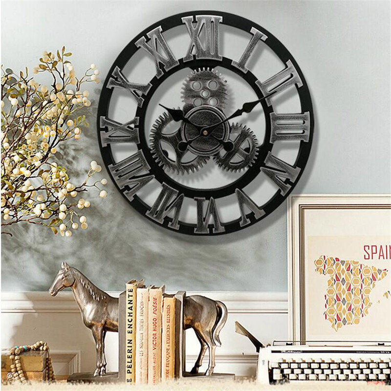 Rustic Mechanical Wall Clock - Pexav