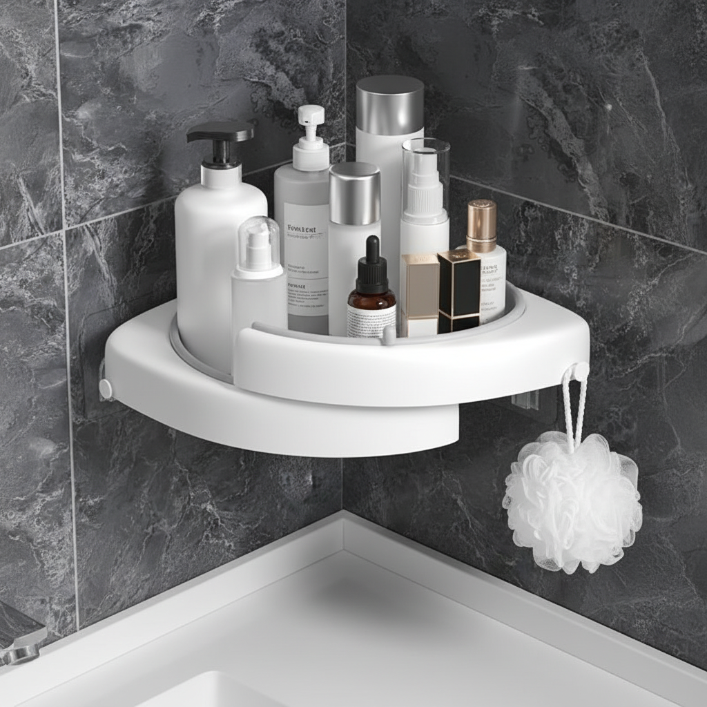 Adjustable Plastic Corner Storage Shelf - Pexav