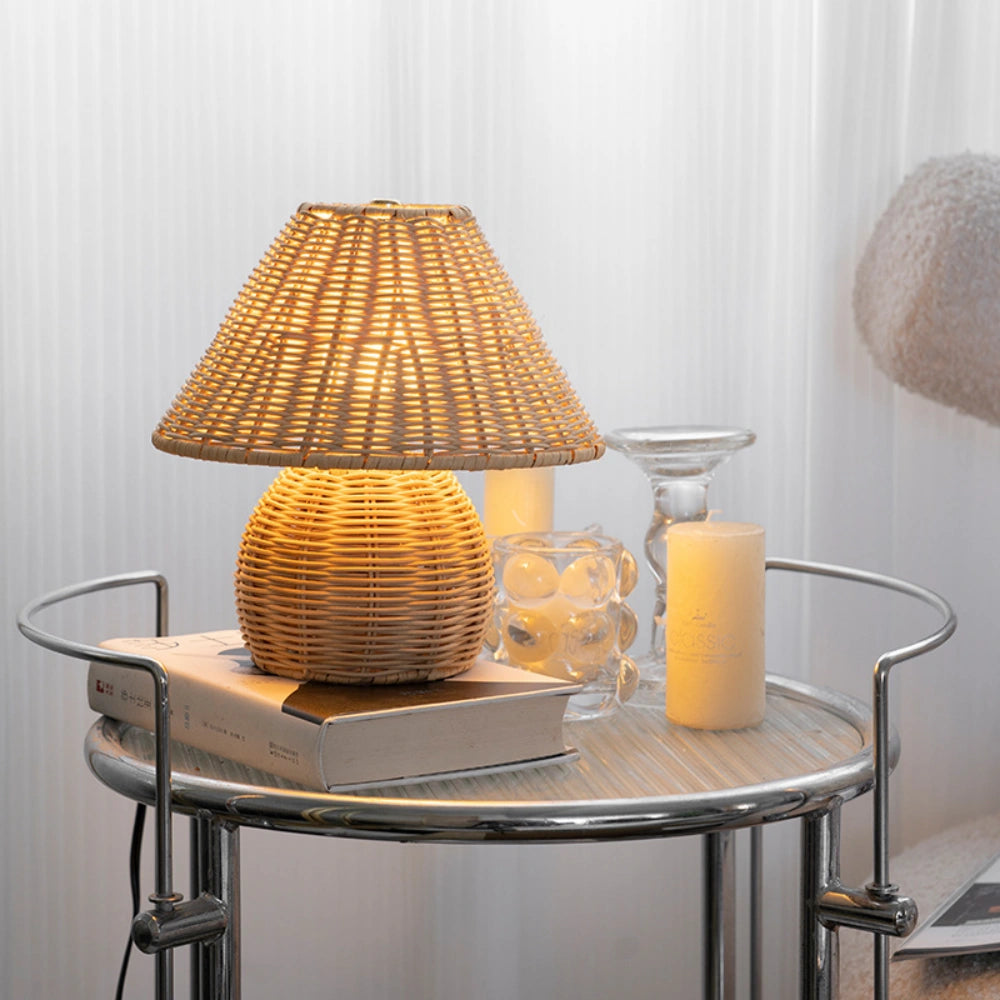 Eco-Friendly Bamboo Table Lamp – Minimalist Design for Bedside or Desk Use, Natural Aesthetic with Warm White Light 4
