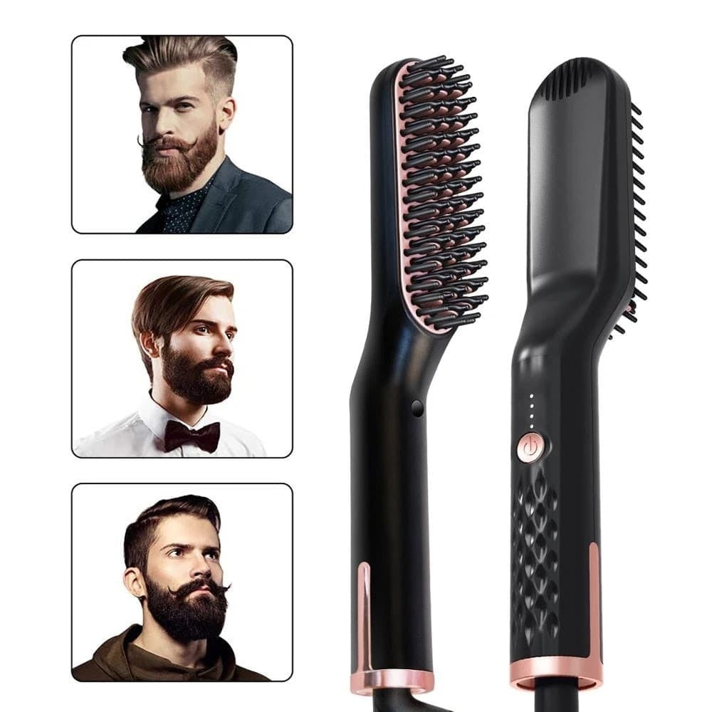Hot Beard Styling Brush for Men Ionic Hair Straightener - Pexav