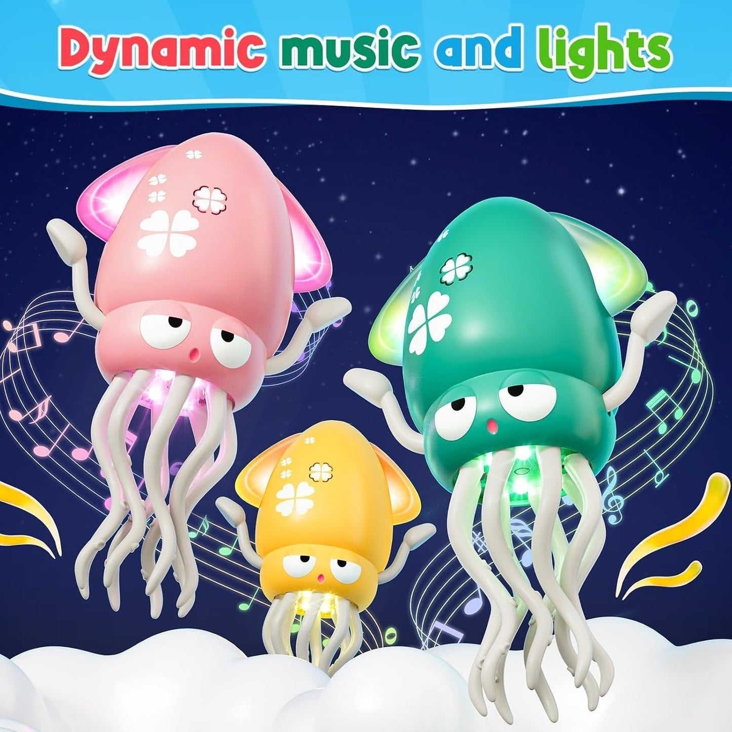 Electric Dancing Octopus Toy with Lights and Sounds, Obstacle Avoidance, Safe for Ages 3+