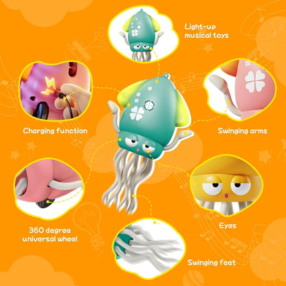 Electric Dancing Octopus Toy with Lights and Sounds, Obstacle Avoidance, Safe for Ages 3+