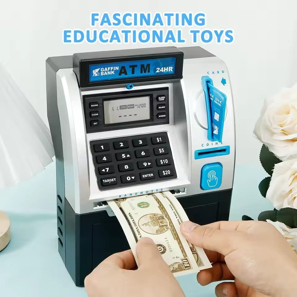 Electronic ATM Piggy Bank with Password Protection, Card Swipe Feature and Interactive Sounds