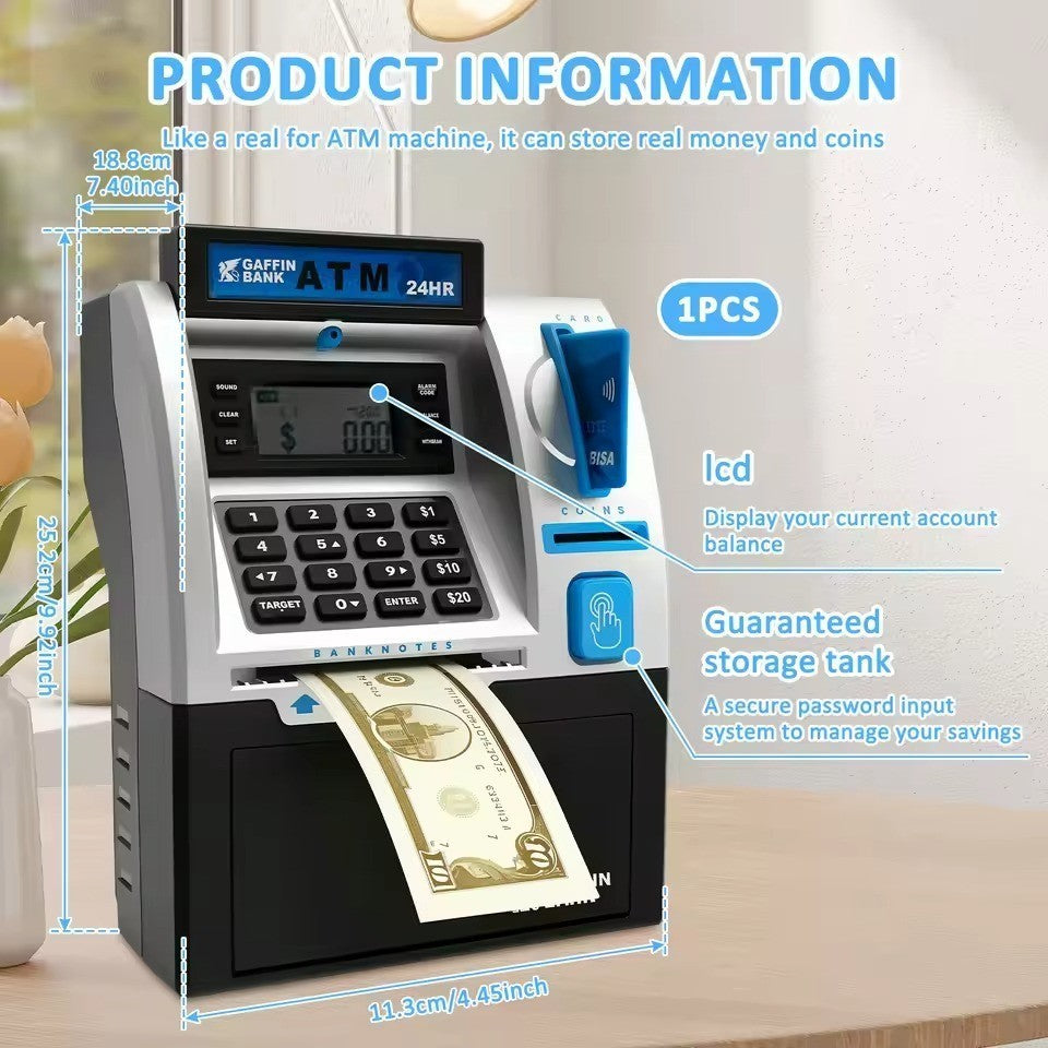Electronic ATM Piggy Bank with Password Protection, Card Swipe Feature and Interactive Sounds