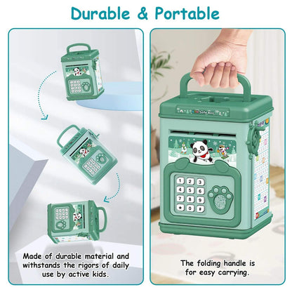 Electronic Piggy Bank toy with Fingerprint, Password and Voice Guidance, Safe for Ages 3+