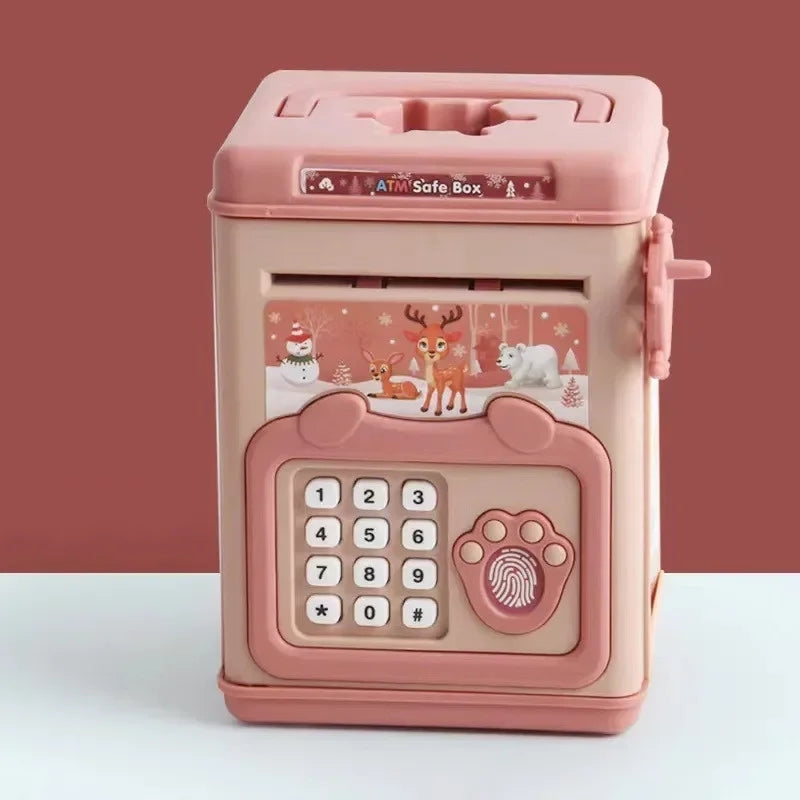 Electronic Piggy Bank toy with Fingerprint, Password and Voice Guidance, Safe for Ages 3+
