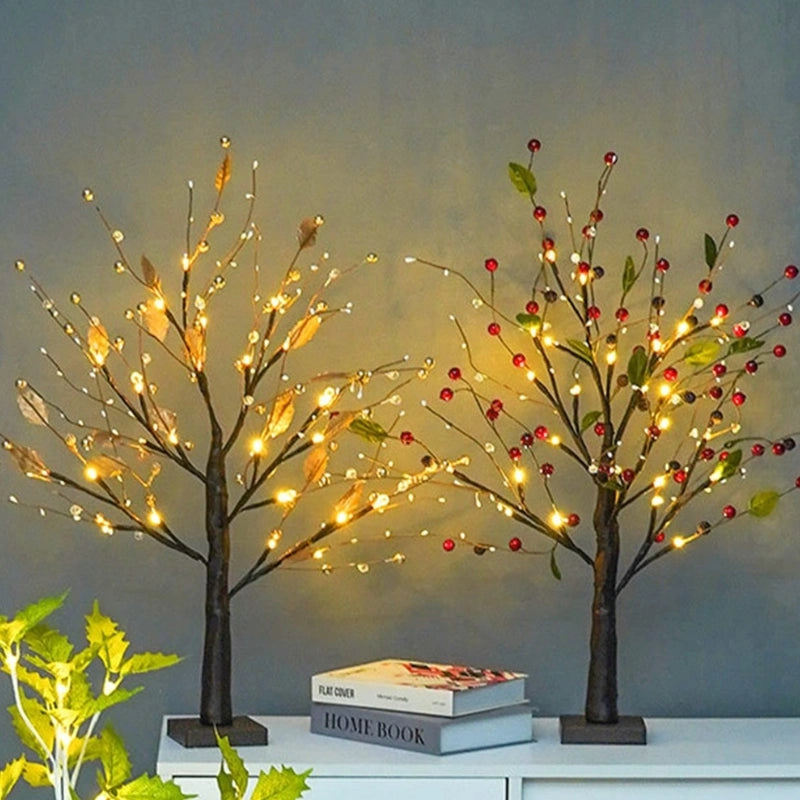 Elegant 55 cm Decorative Tree with Warm White LED Lights – Seasonal Accent with Flexible Branches and Cozy Glow 1