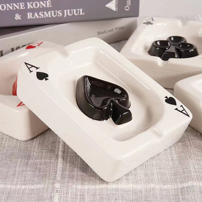 Elegant Ceramic Ashtray with Poker Heart Design – Square Decorative Accent for Home and Office 2