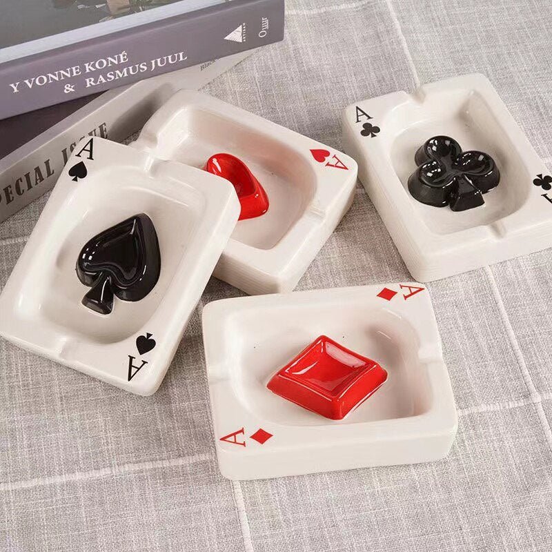 Elegant Ceramic Ashtray with Poker Heart Design – Square Decorative Accent for Home and Office 3