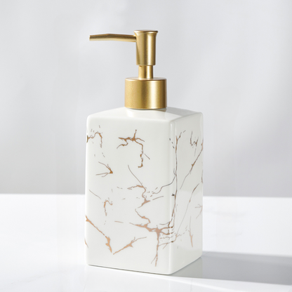 Elegant Ceramic Soap Dispenser with Gold Pump – Stylish Bathroom and Kitchen Hand Soap Dispenser, 380ml Capacity 5