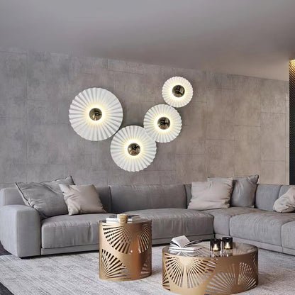 Elegant Flush Wall Lamp with Pleated Ceramic Collar – Indoor Wall Lights, Energy-Efficient Sconce Light, Available in Multiple Sizes 3