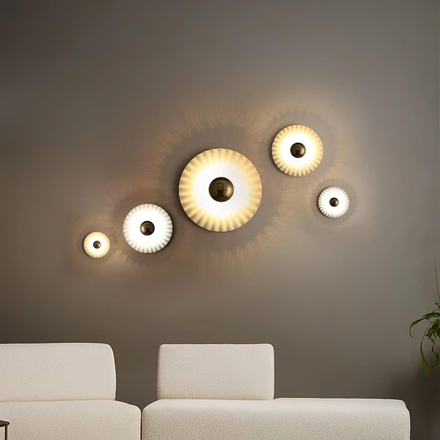Elegant Flush Wall Lamp with Pleated Ceramic Collar – Indoor Wall Lights, Energy-Efficient Sconce Light, Available in Multiple Sizes 6