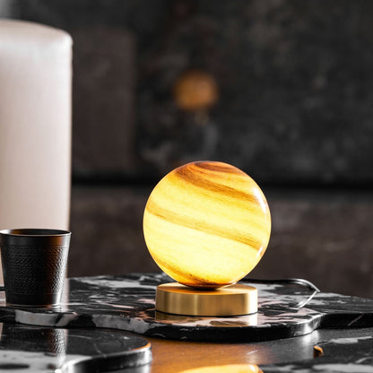 Elegant Table Lamp with Marble Sphere and Brass Base – Stylish Bedside or Desk Lamp for Living Room Lighting 2