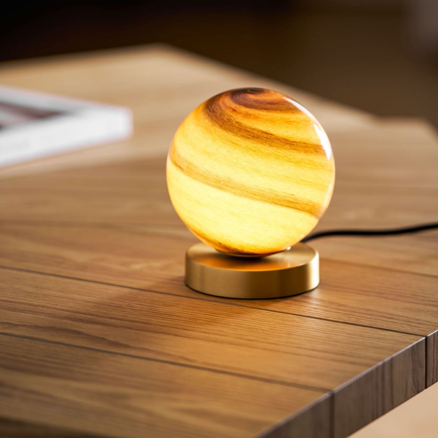 Elegant Table Lamp with Marble Sphere and Brass Base – Stylish Bedside or Desk Lamp for Living Room Lighting 5