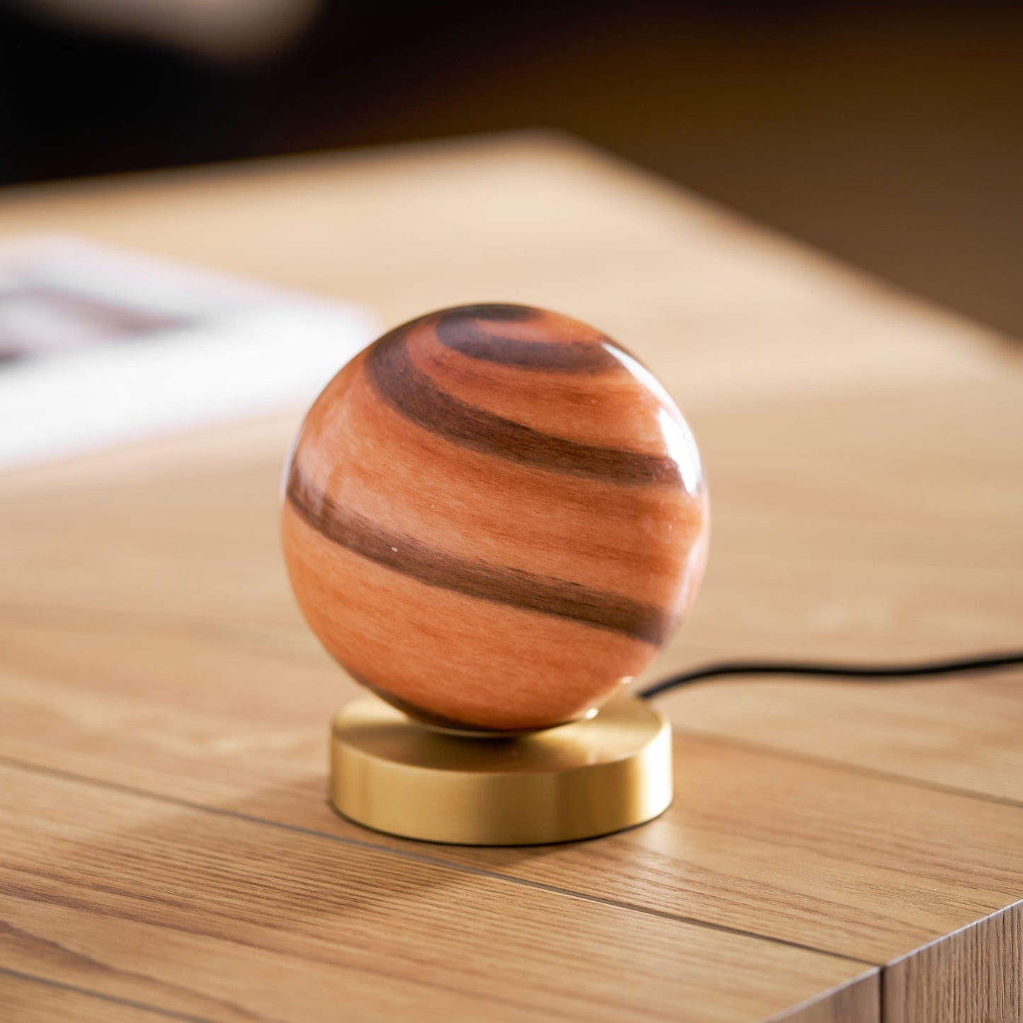 Elegant Table Lamp with Marble Sphere and Brass Base – Stylish Bedside or Desk Lamp for Living Room Lighting 7