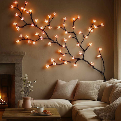 Pink Floral Slim Wall Lamp - Pexav
