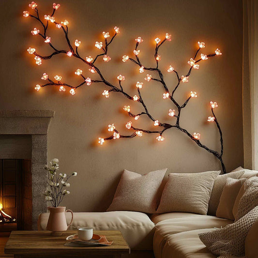 Pink Floral Slim Wall Lamp - Pexav