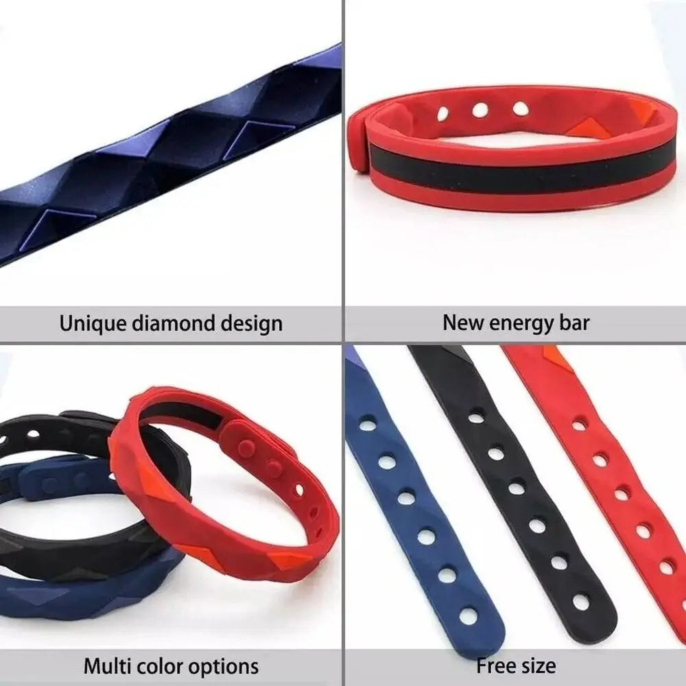 Far Infrared Anti Static Negative Ion Bracelet - Waterproof Silicone Lovers Bracelet Anti Fatigue, Sports Wristband