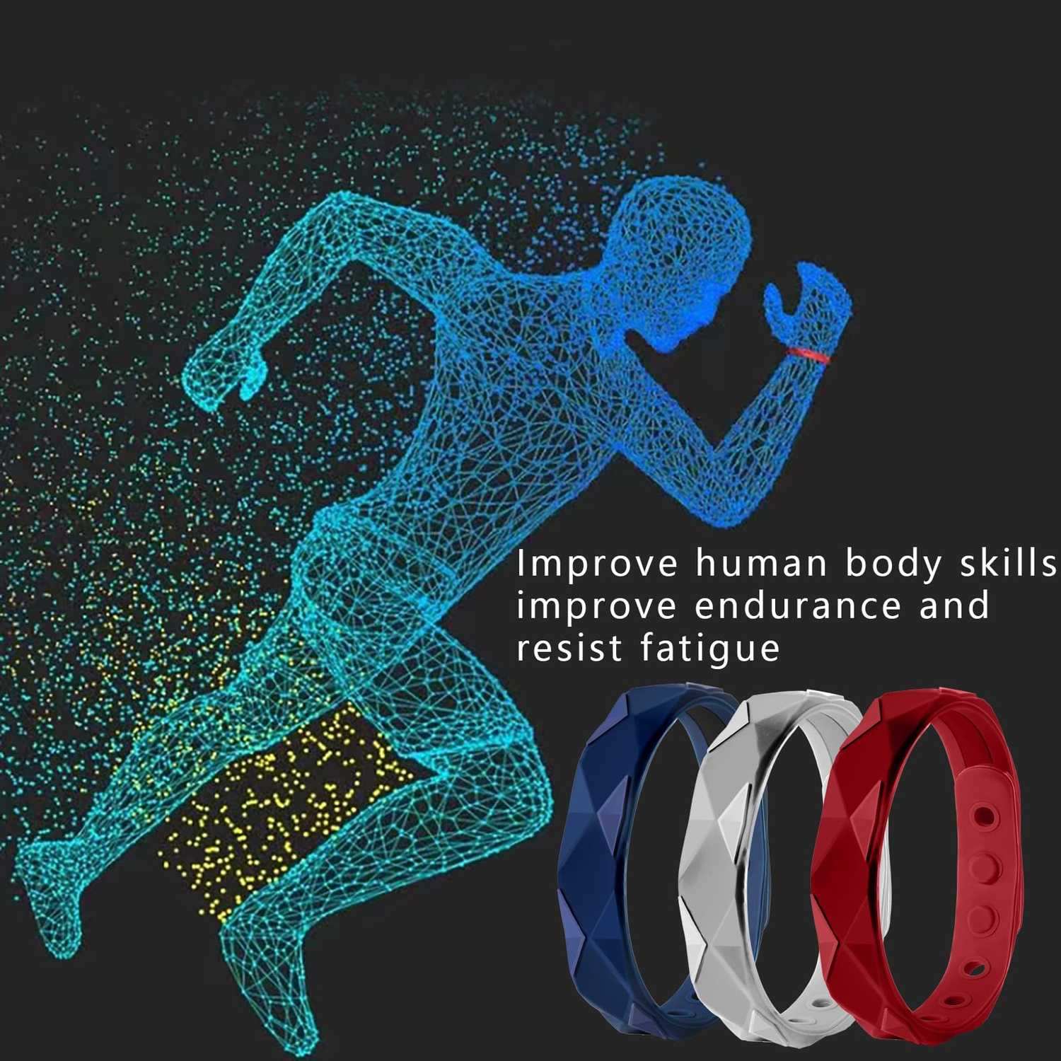 Far Infrared Anti Static Negative Ion Bracelet - Waterproof Silicone Lovers Bracelet Anti Fatigue, Sports Wristband