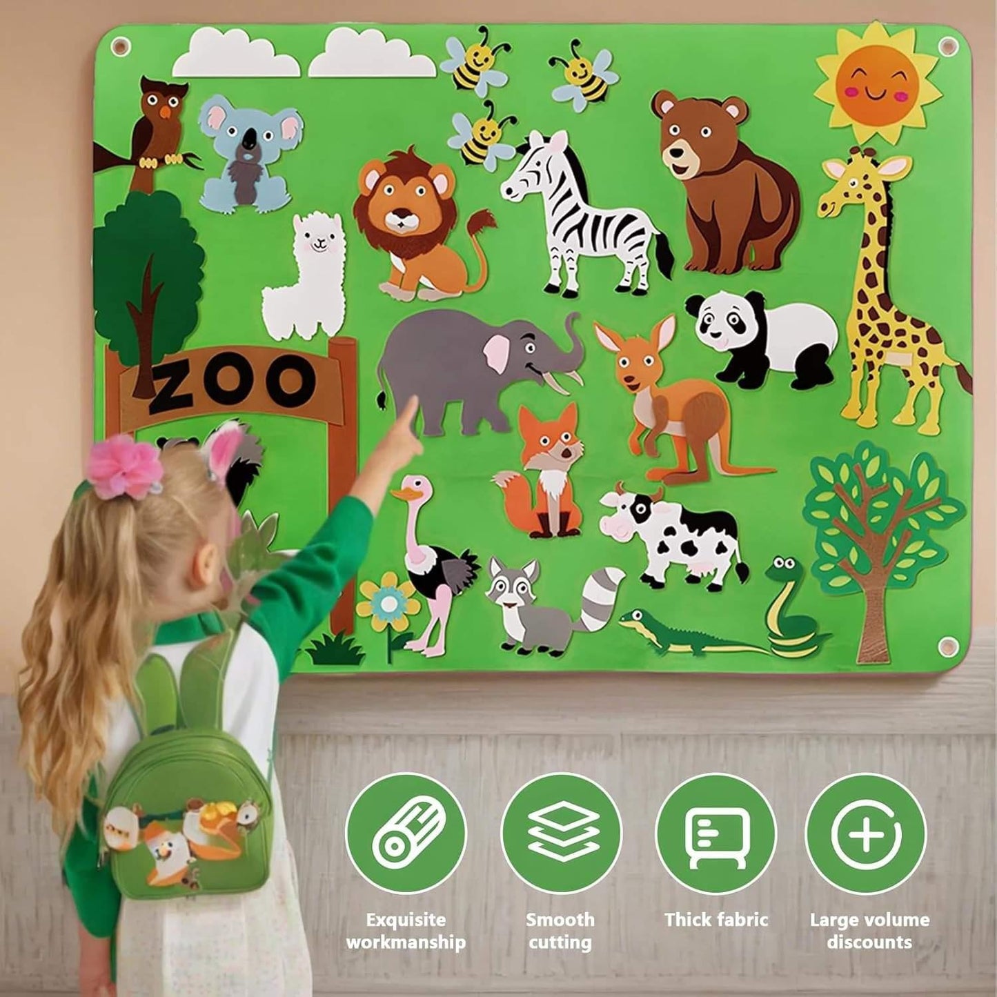 Farm Animals Felt Story Board – Reusable No-Glue Felt Set, Multi-Themes, Visual Learning, Teaching Aid, Safe for Ages 2+