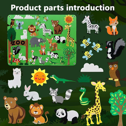 Farm Animals Felt Story Board – Reusable No-Glue Felt Set, Multi-Themes, Visual Learning, Teaching Aid, Safe for Ages 2+