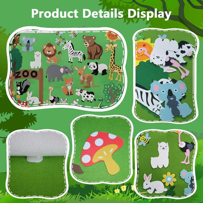 Farm Animals Felt Story Board – Reusable No-Glue Felt Set, Multi-Themes, Visual Learning, Teaching Aid, Safe for Ages 2+