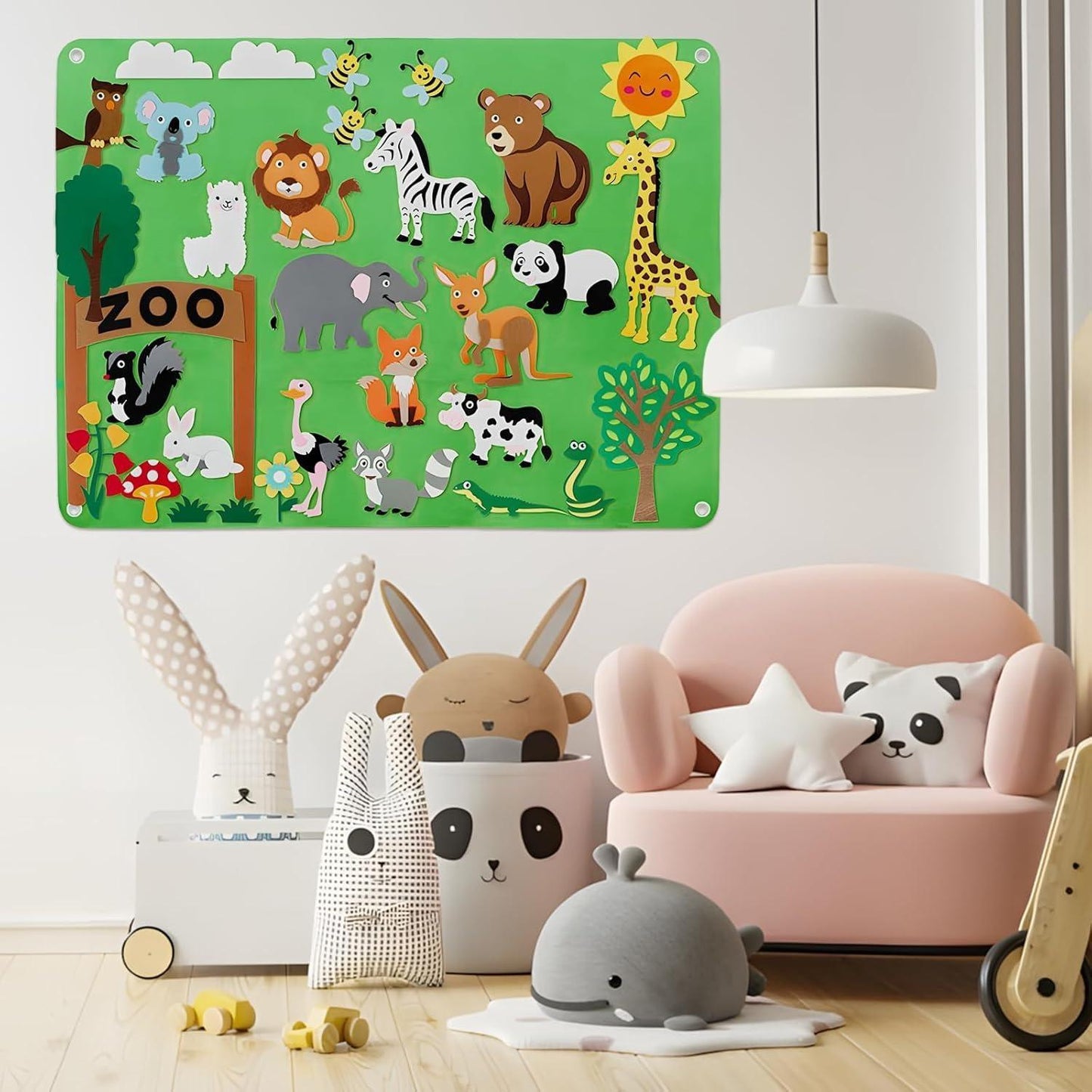 Farm Animals Felt Story Board – Reusable No-Glue Felt Set, Multi-Themes, Visual Learning, Teaching Aid, Safe for Ages 2+